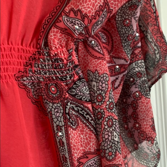 INC International Concepts Pink and Black Flutter Sleeve Blouse/kimono - Picture 3 of 6